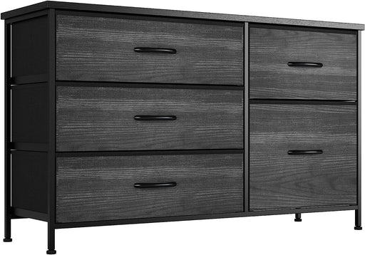 Black Wood Grain 5-Drawer Bedroom Dresser