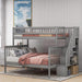 Twin over Full Bunk Bed with Storage Shelves and Guardrail, Grey