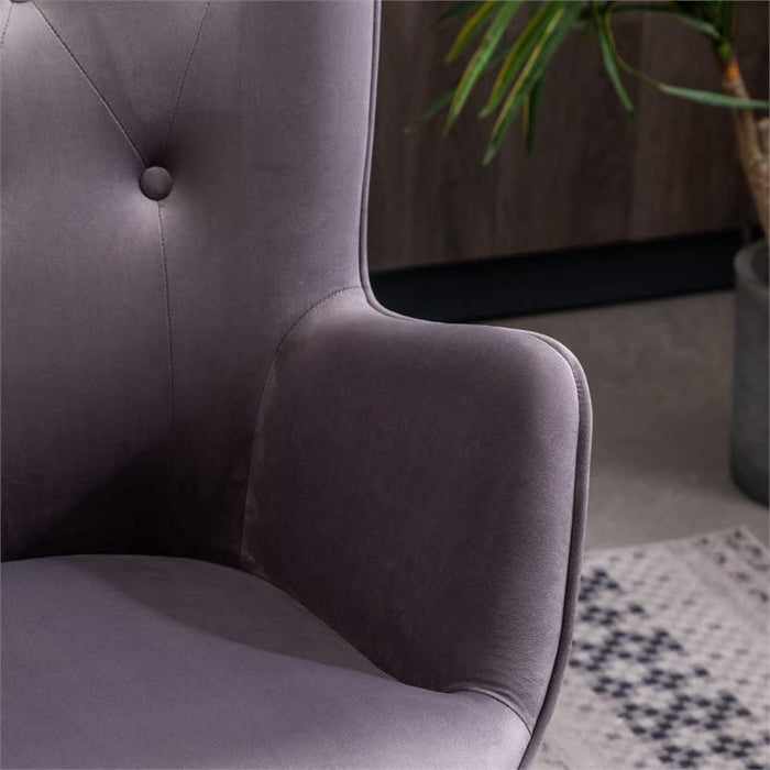 Gray Velvet Tufted Accent Chair by Roundhill Furniture