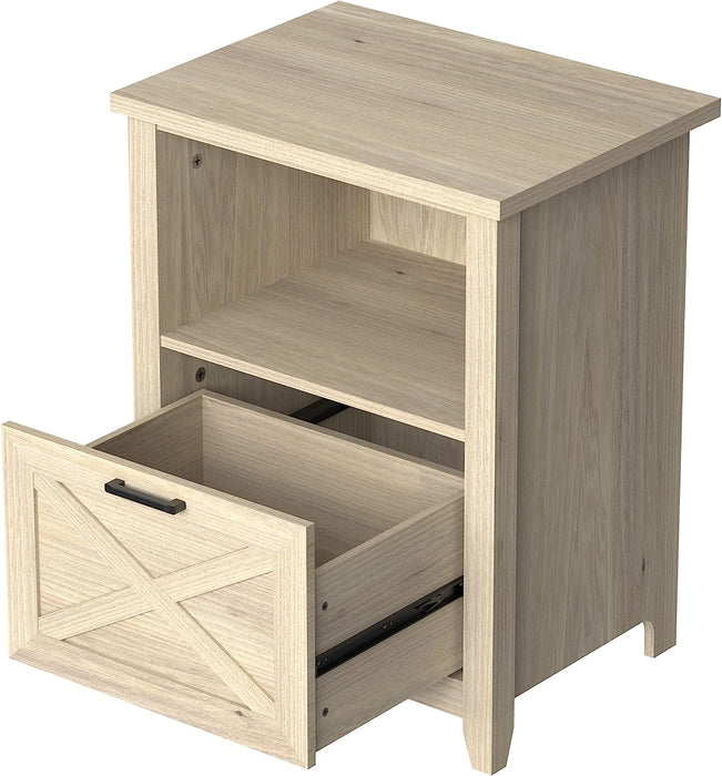 Tall Nightstand with Drawer, Beige