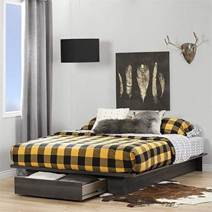4 Piece Modern Bedroom Furniture Set, Distressed Grey Oak
