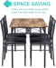 Retro-Brown Wooden Table and Cushion Chairs Set for 4