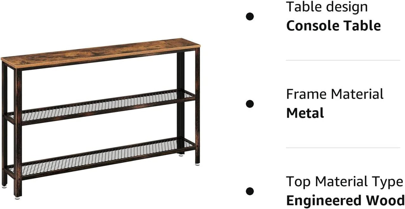 Rustic Console Table with Mesh Shelves