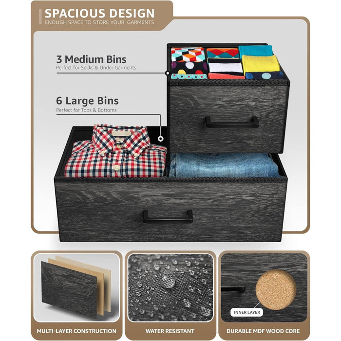 Faux Wood Dresser with 9 Drawers