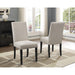 Tan Fabric Nailhead Dining Set with Espresso Wood