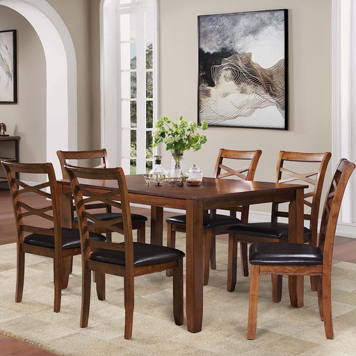 6-Piece Rubber Solid Wood Dining Table Set, 60''L × 36″ W
