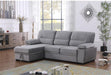 Gray Velvet Reversible Sleeper Sectional Sofa