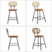 Rattan Back Metal Counter Height Barstools, Set of 4, Whiskey Brown