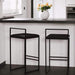 Velvet Upholstered Barstools with Back and Footrest, Set of 3