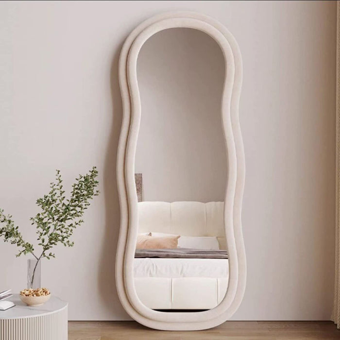 Wave Arched Floor Mirror, White Frame