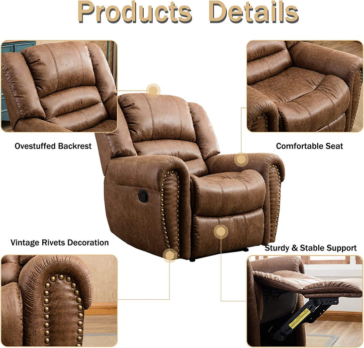 Leather Recliner Chair, Manual, Nut Brown