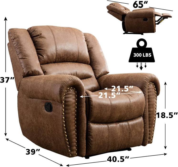 Leather Recliner Chair, Manual, Nut Brown