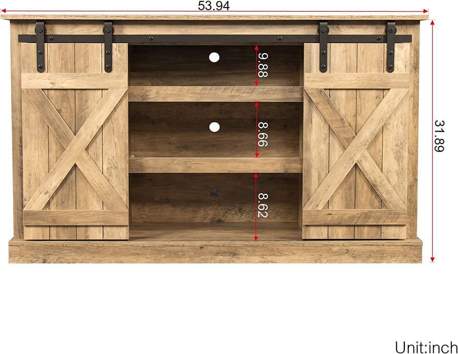 Rustic TV Stand with Sliding Barn Door