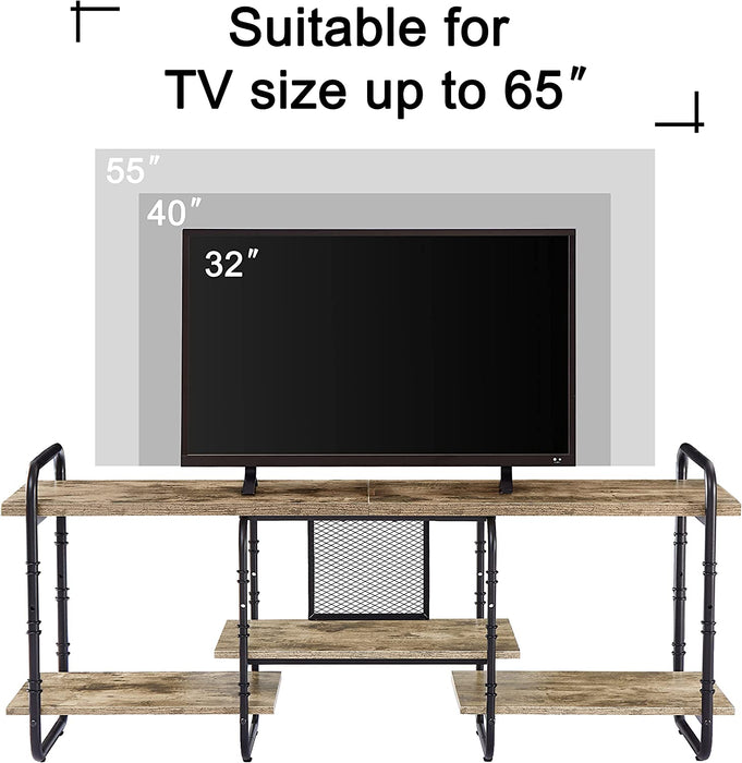 Grey TV Stand with Open Shelves