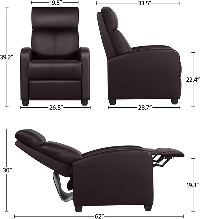 Set of 2 PU Leather Padded Recliner Chairs