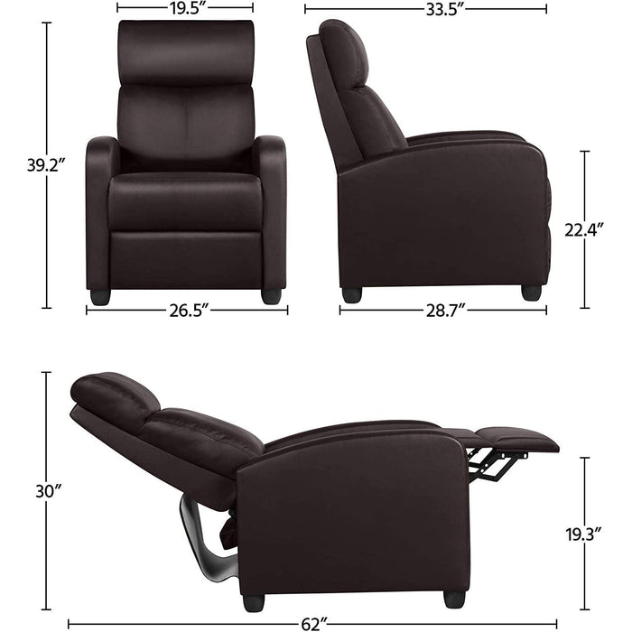Set of 2 PU Leather Padded Recliner Chairs