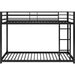 Black Twin Metal Bunk Bed with Guard Rails and Ladder