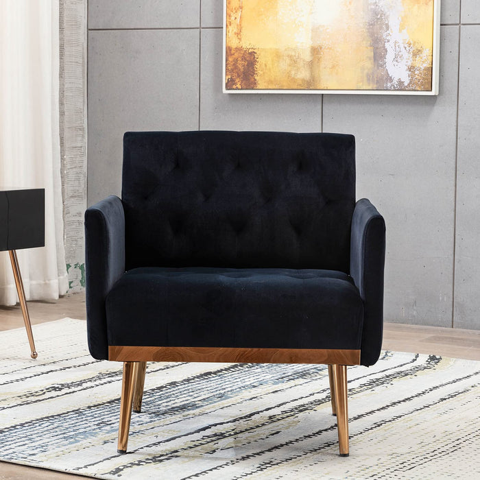 Modern Black Velvet Accent Chair with Arms