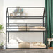 Metal House Twin over Twin Bunk Beds, Built-In Ladder, Black