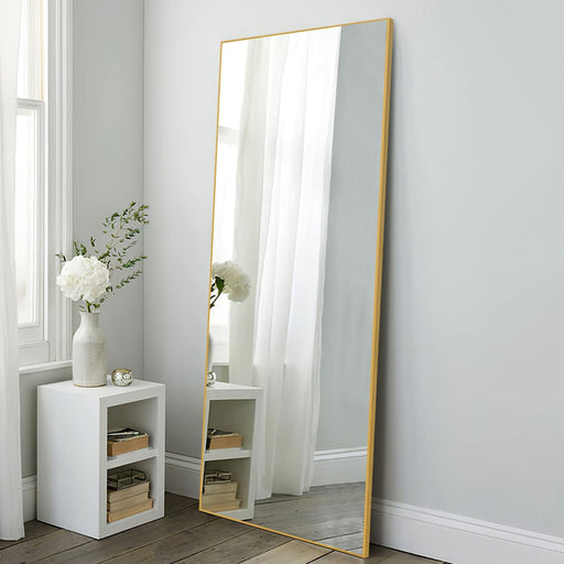Gold Aluminum Alloy Framed Wall-Mounted Mirror