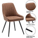 Set of 2 Brown Faux Leather Mid Century Modern Dining Accent Chairs, Metal Legs