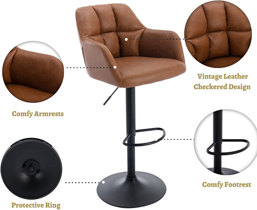 Modern Swivel Bar Stools Leather with Back and Arms