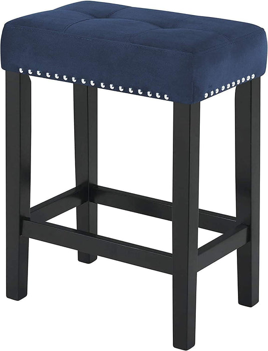 Blue Velvet Bar Table with 3 Stools, Faux Marble