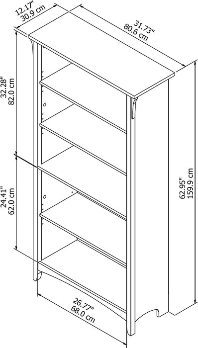 Antique White 5 Shelf Bookcase by Bush Furniture