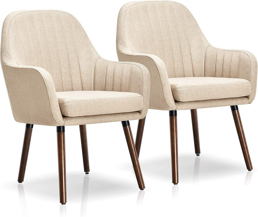 Set of 2 Beige Accent Dining Chairs