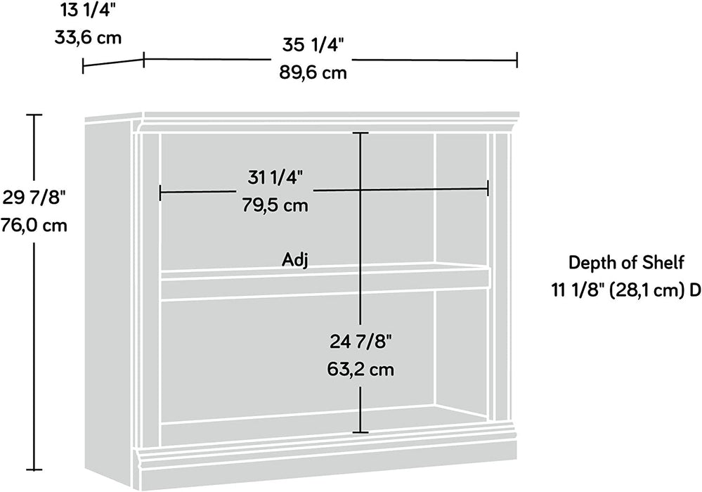 Estate Black Bookcase with 2 Shelves