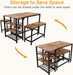 Dining Table Set with 1 Bench, 2 Chairs and Wine Rack