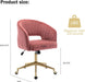 Rose Velvet Swivel Desk Chair for Home Office