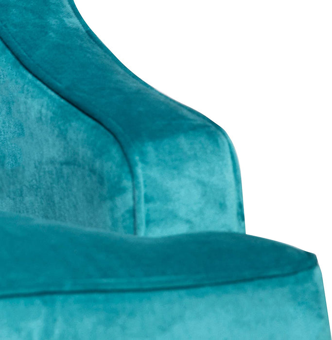 Teal Velvet Swoop Arm Chairs for Living Room