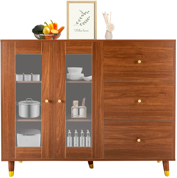 Wood Buffet Sideboard with Drawers and Doors