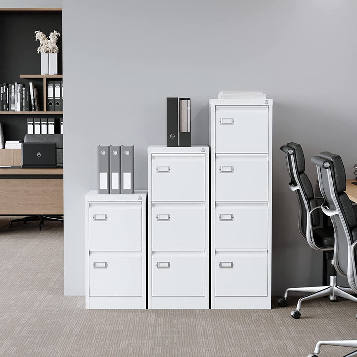 White 4-Drawer Vertical File Cabinet with Lock