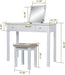 Flip Top Mirror Vanity Desk with Storage