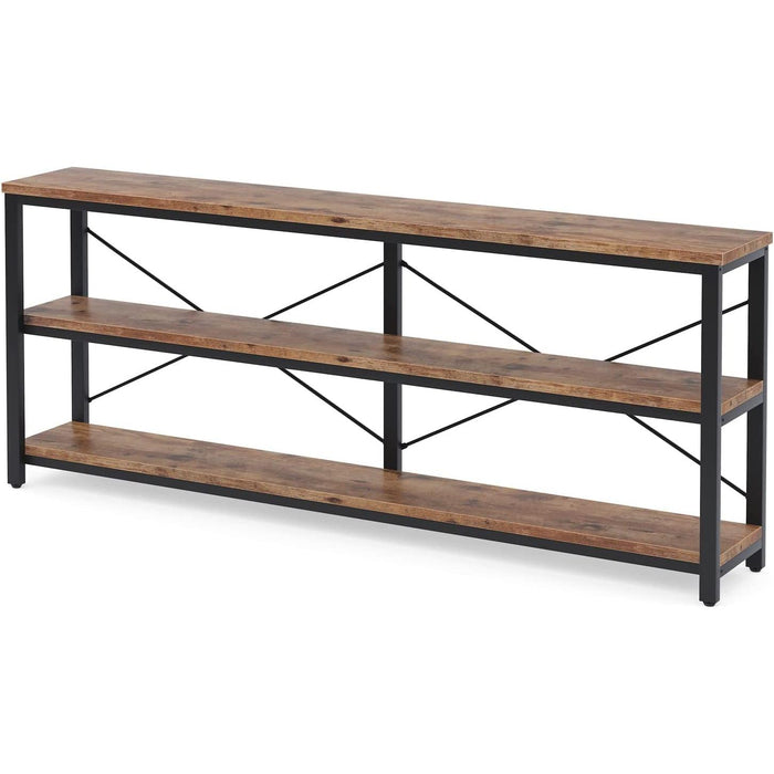 Long Narrow Sofa Table with Storage Shelves