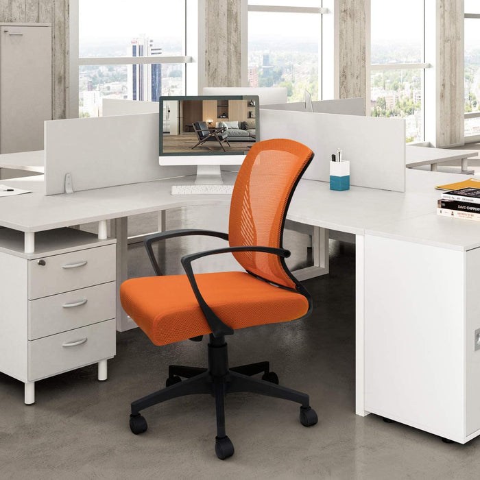 Ergonomic Orange Mesh Office Chair with Armrests