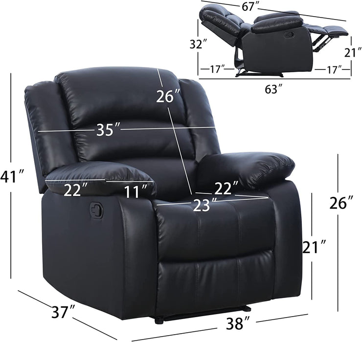 Black Recliner Chair with Overstuffed Arm and Back