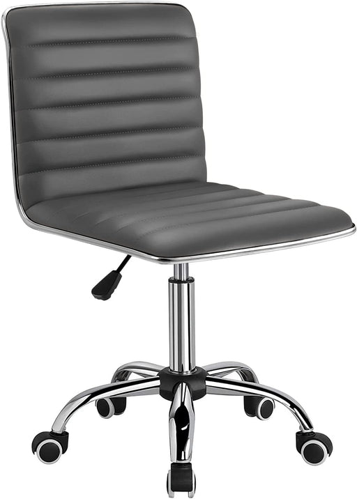 Grey Retro Swivel Office Chair with Armless Ribbed
