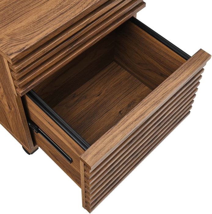 Walnut Mid-Century Modern Office File Cabinet