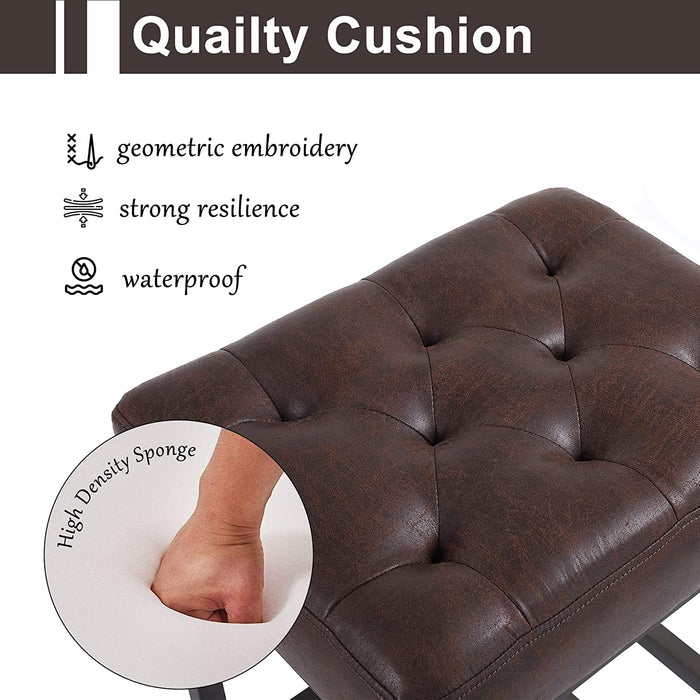 Nuestx Industrial Bar Stools Geometric Upholstered Set of 2