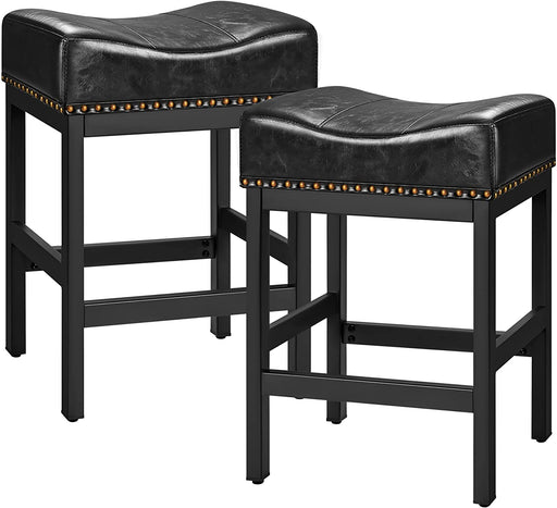 Bar Stools Set of 2, Counter Height PU Leather