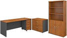 Series C 72W Office Desk with Bookcase and File Cabinets