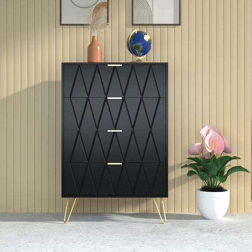 Black 4-Drawer Storage Dresser Cabinet