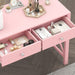 Pink Modern Writing Computer Desk with Drawers