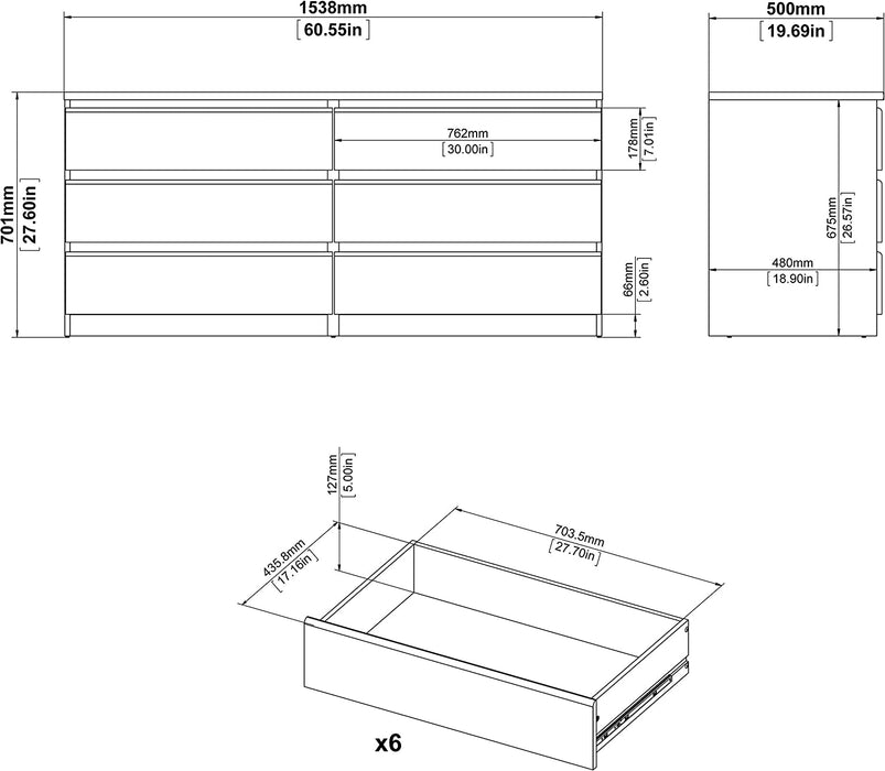 Truffle 6 Drawer Double Dresser