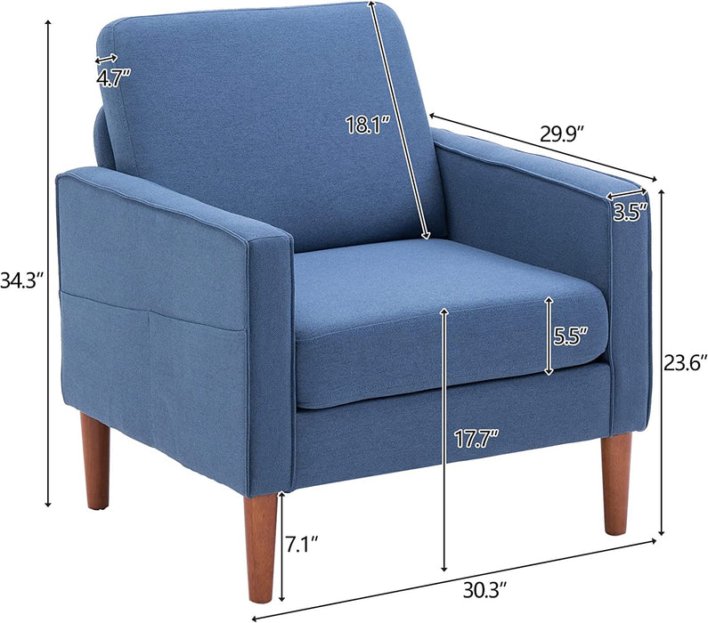 Mid-Century Modern Navy Blue Accent Chair