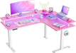 Pink Carbon Fiber L-Shaped Gaming Desk