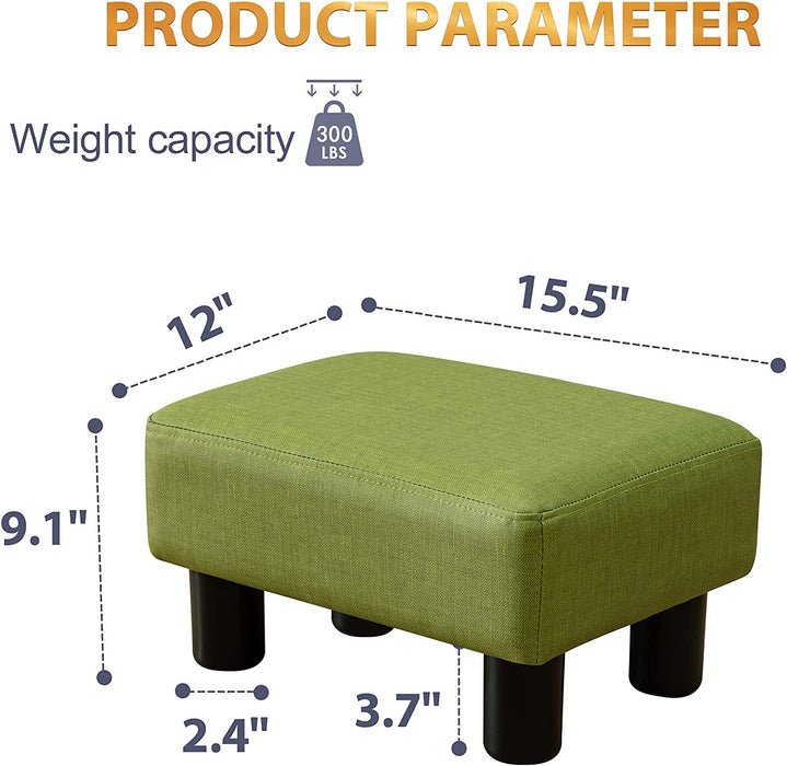 Green PU Leather Foot Stool with Non-Skid Legs